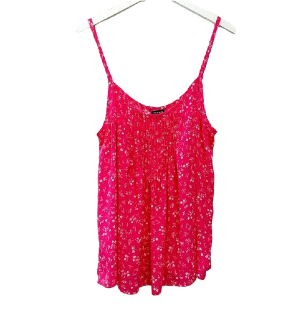 TORRID Hot Pink White Floral Print Chiffon Camisole Top Size 0 (Large)